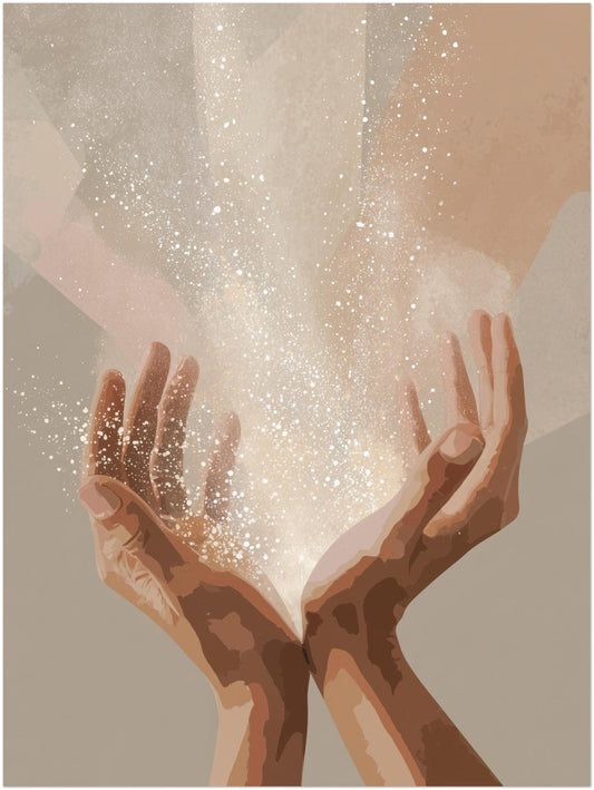 Hände mit Lichtenergie Poster