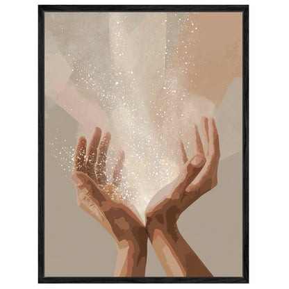 Hände mit Lichtenergie Leinwandbild