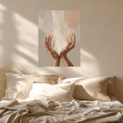 Hände mit Lichtenergie Poster