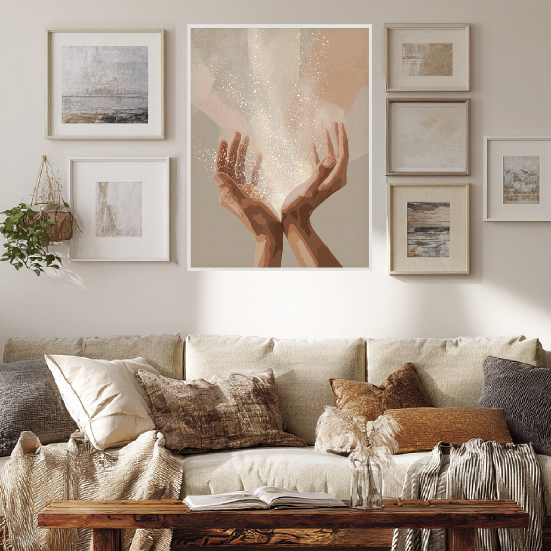 Hände mit Lichtenergie Poster abstrakt – mattes Kunstdruck-Papier – Ansicht 4