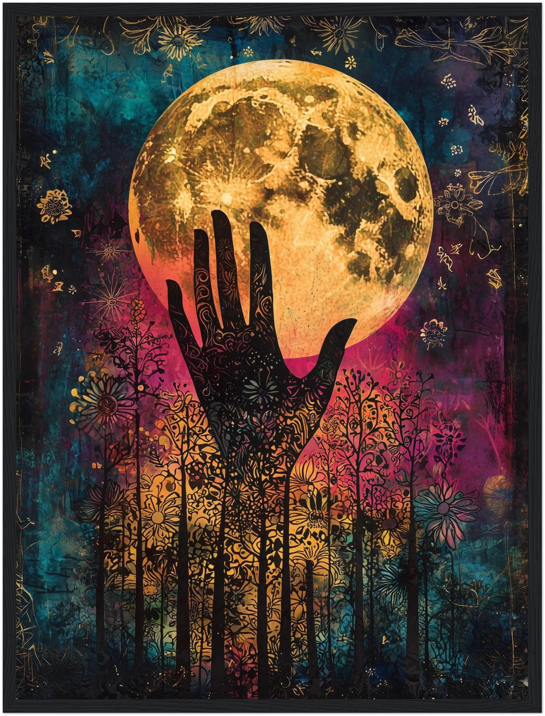 Mondblüte Silhouette Poster spirituell – mattes Kunstdruck-Papier – Ansicht 5