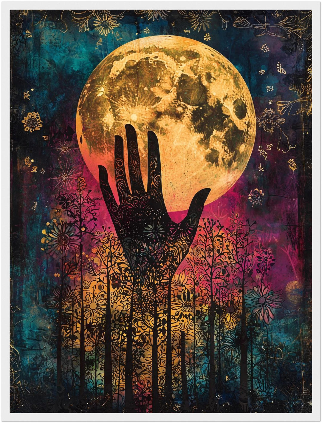 Mondblüte Silhouette Poster spirituell – mattes Kunstdruck-Papier – Ansicht 6
