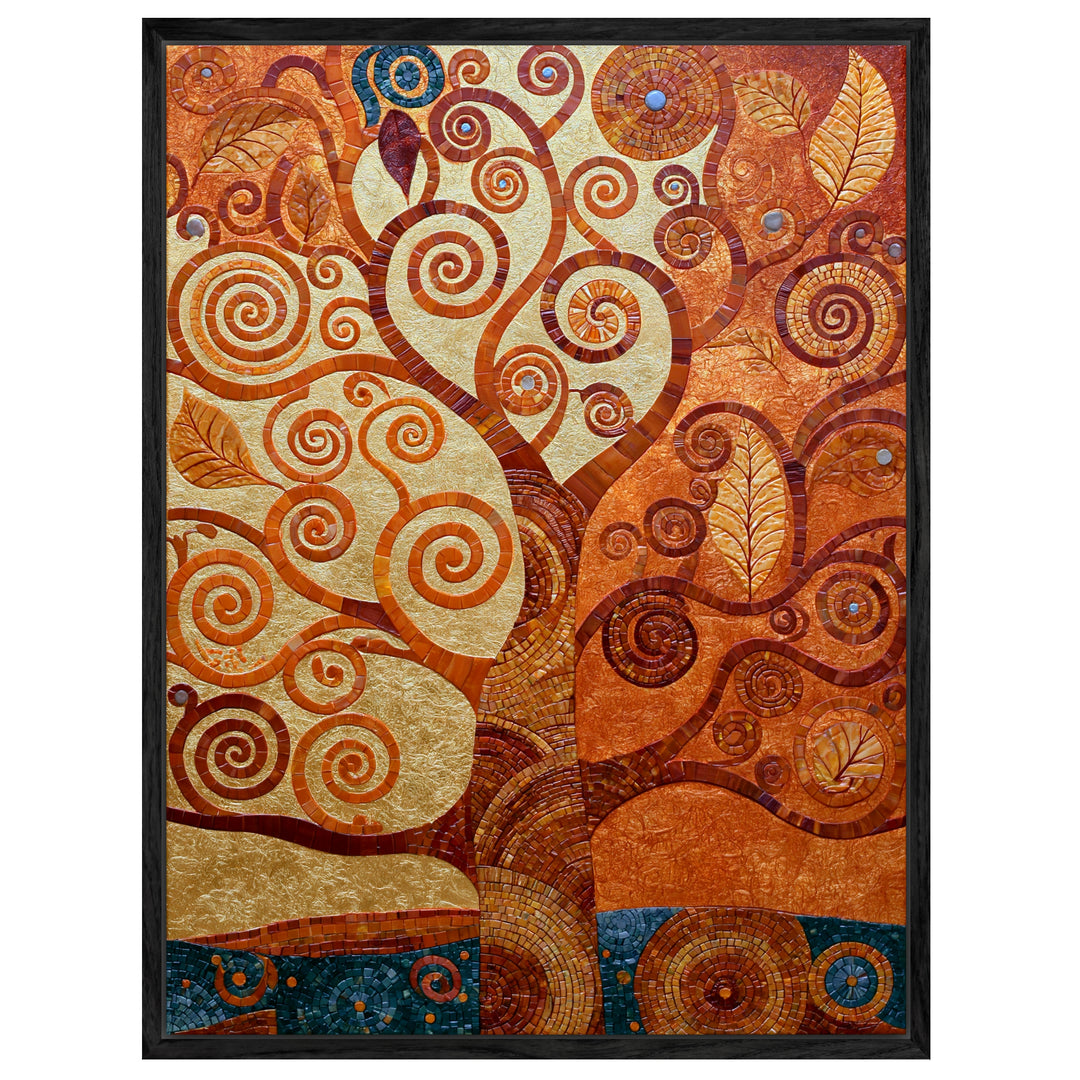 Goldener Lebensbaum spiralförmig Leinwandbild – Leinwandbild