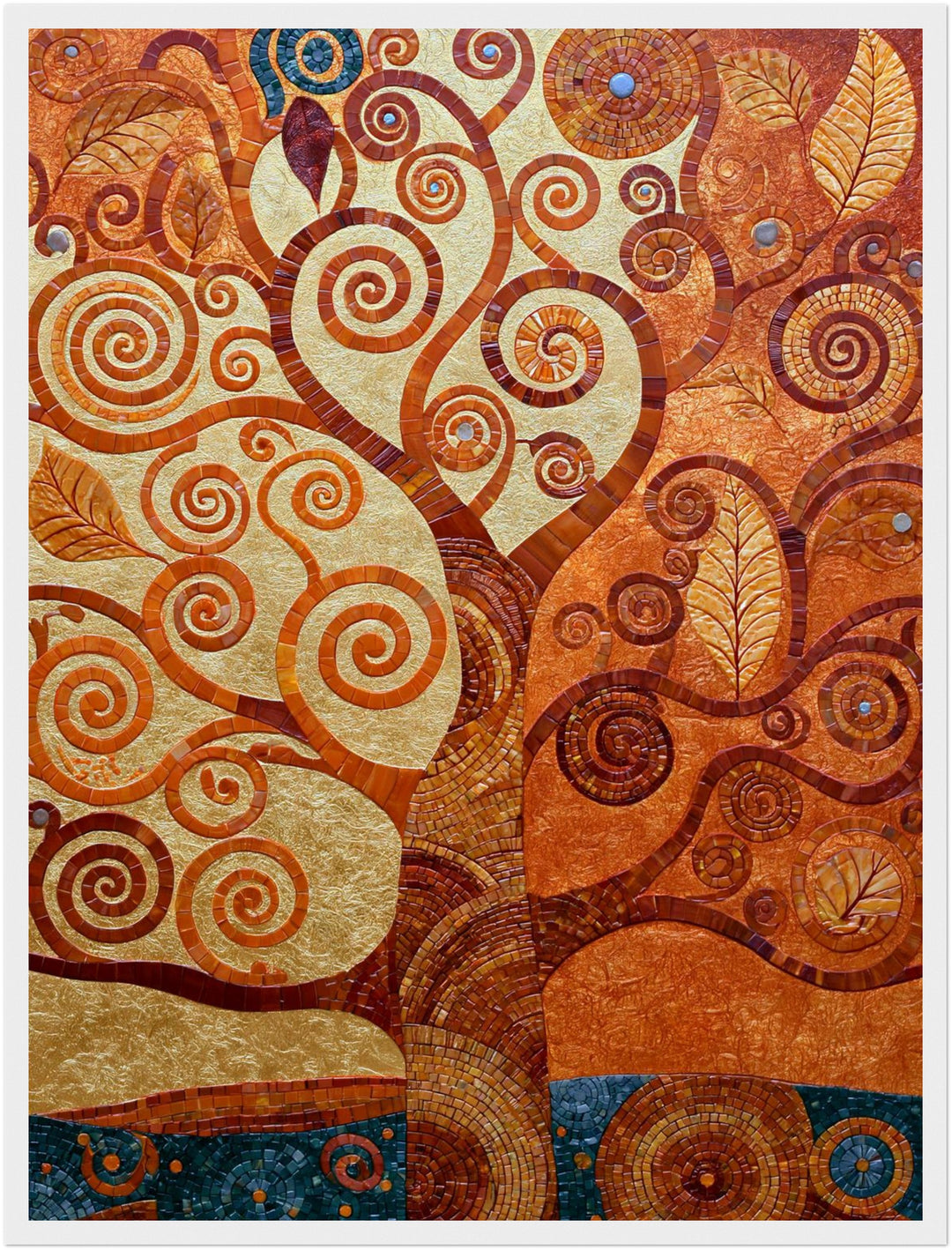 Goldener Lebensbaum spiralförmig Poster – Weißer Rahmen – Produktfoto