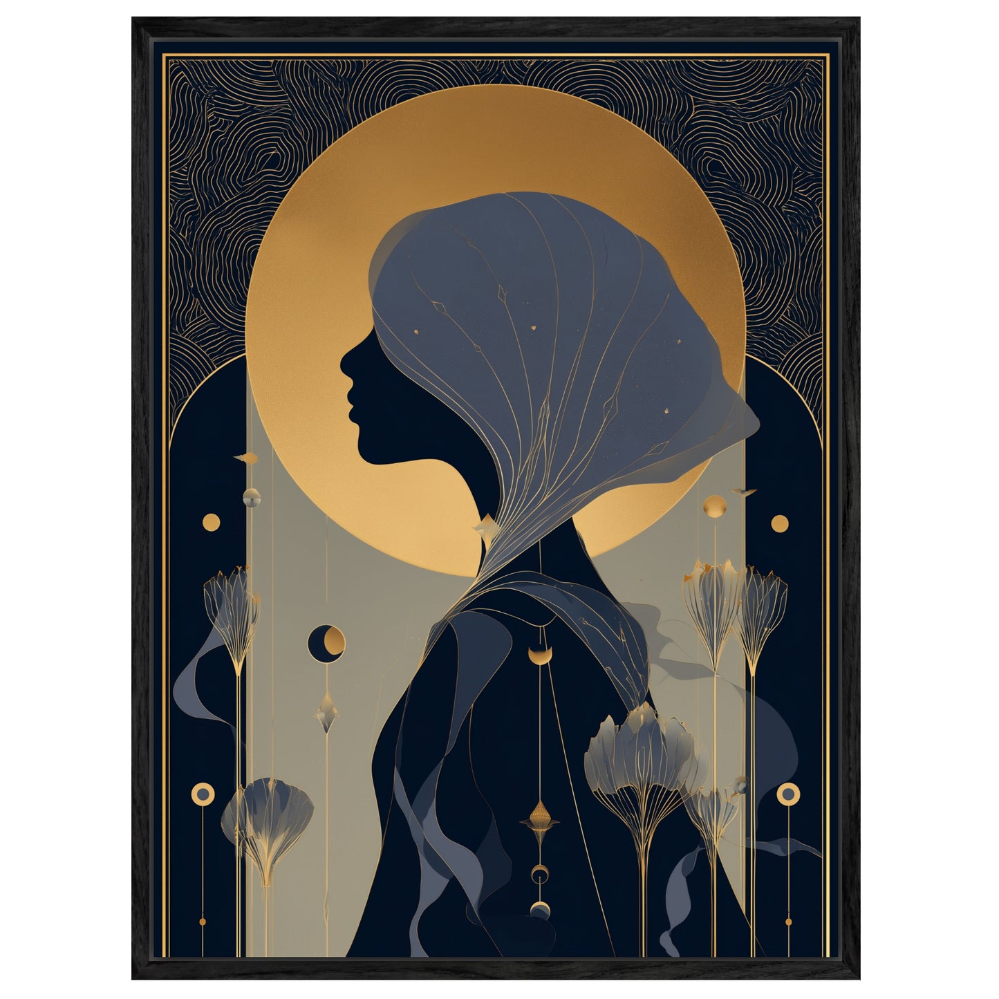 Mädchen Profil Gold Leinwandbild