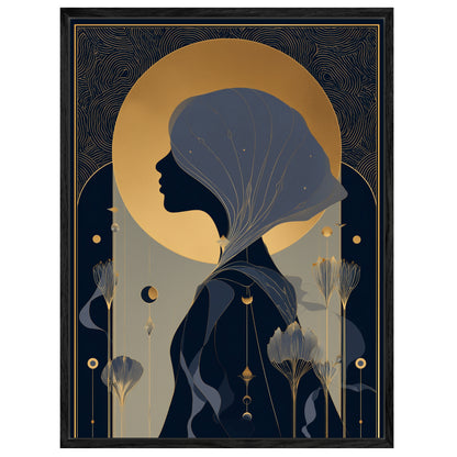 Mädchen Profil Gold Leinwandbild