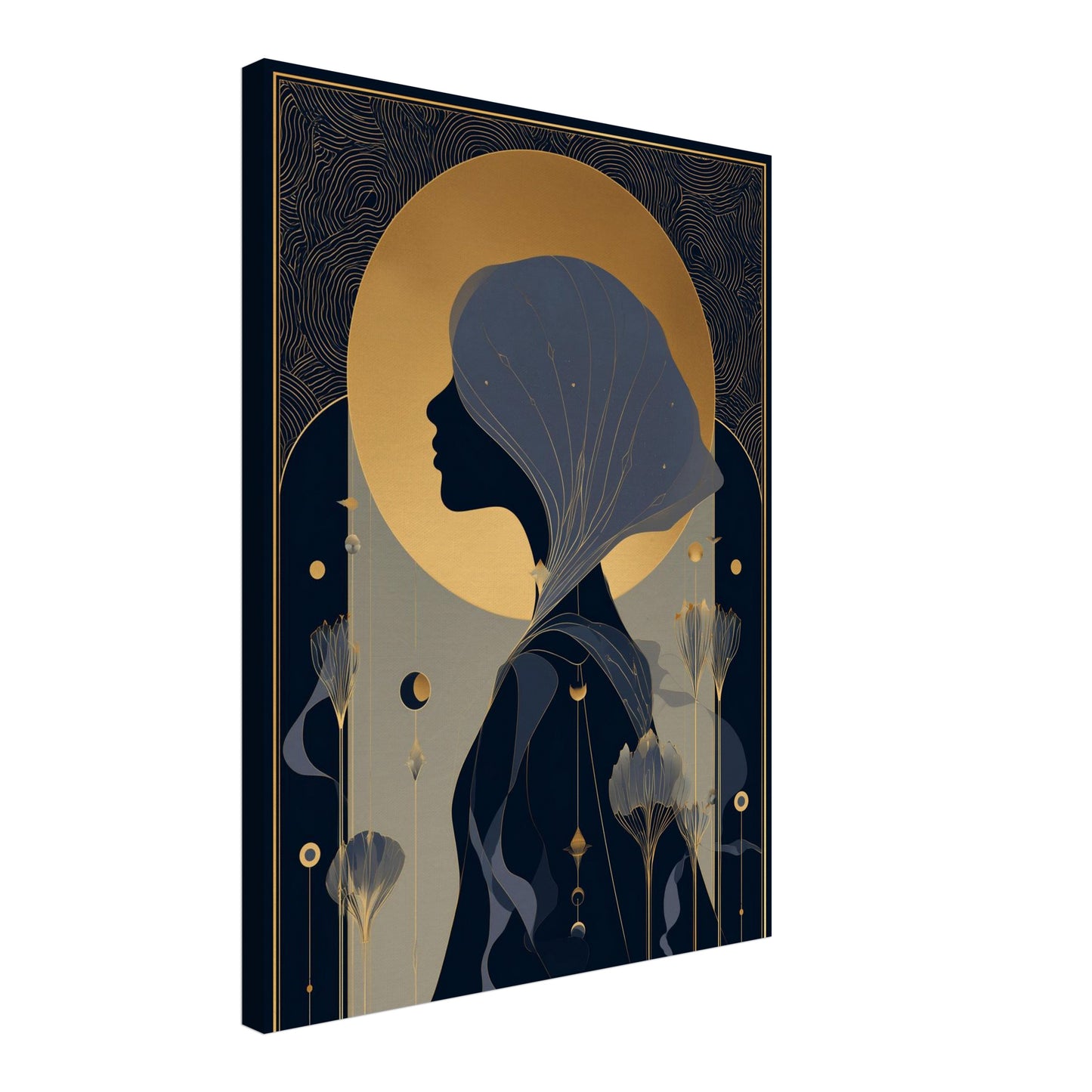 Mädchen Profil Gold Leinwandbild