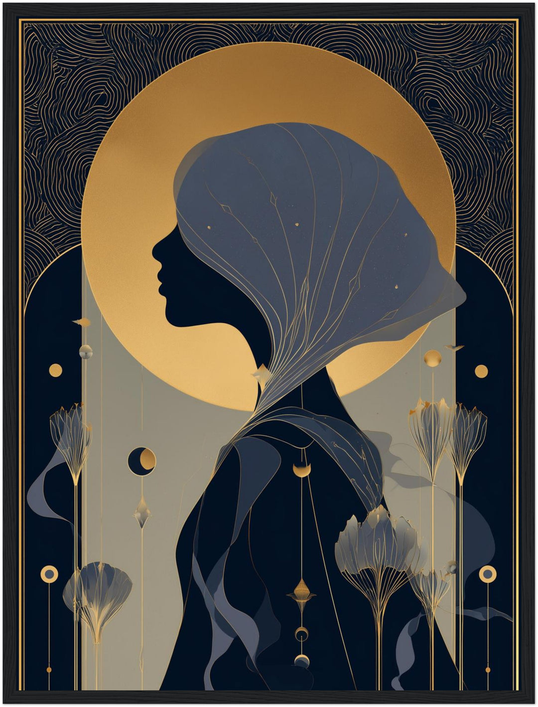 Mädchen Profil Gold Poster abstrakt – mattes Kunstdruck-Papier – Ansicht 5