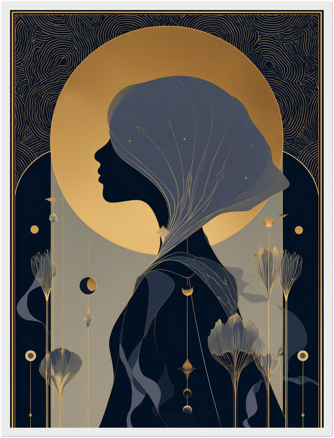 Mädchen Profil Gold Poster abstrakt – mattes Kunstdruck-Papier – Ansicht 6