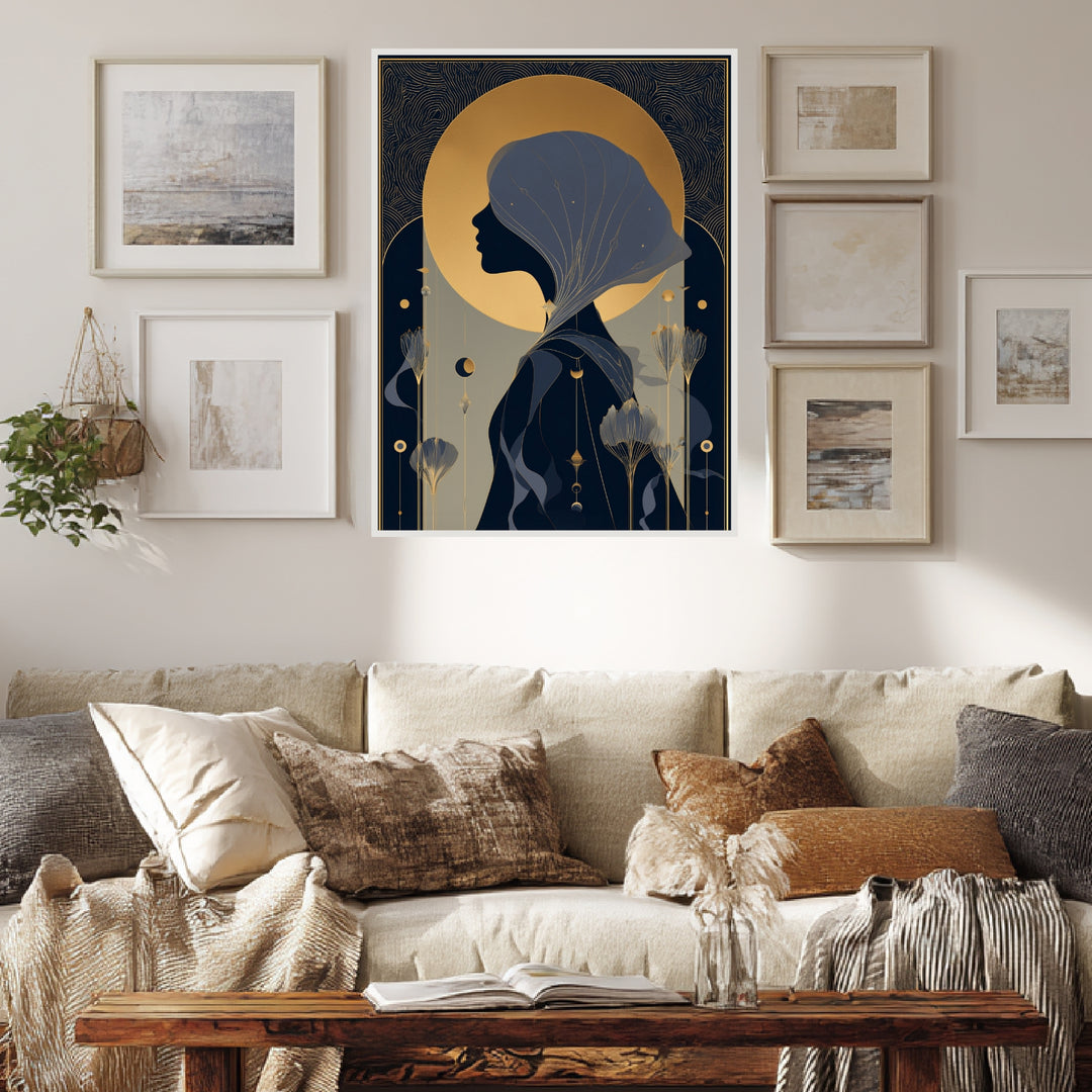 Mädchen Profil Gold Poster abstrakt – mattes Kunstdruck-Papier – Ansicht 4