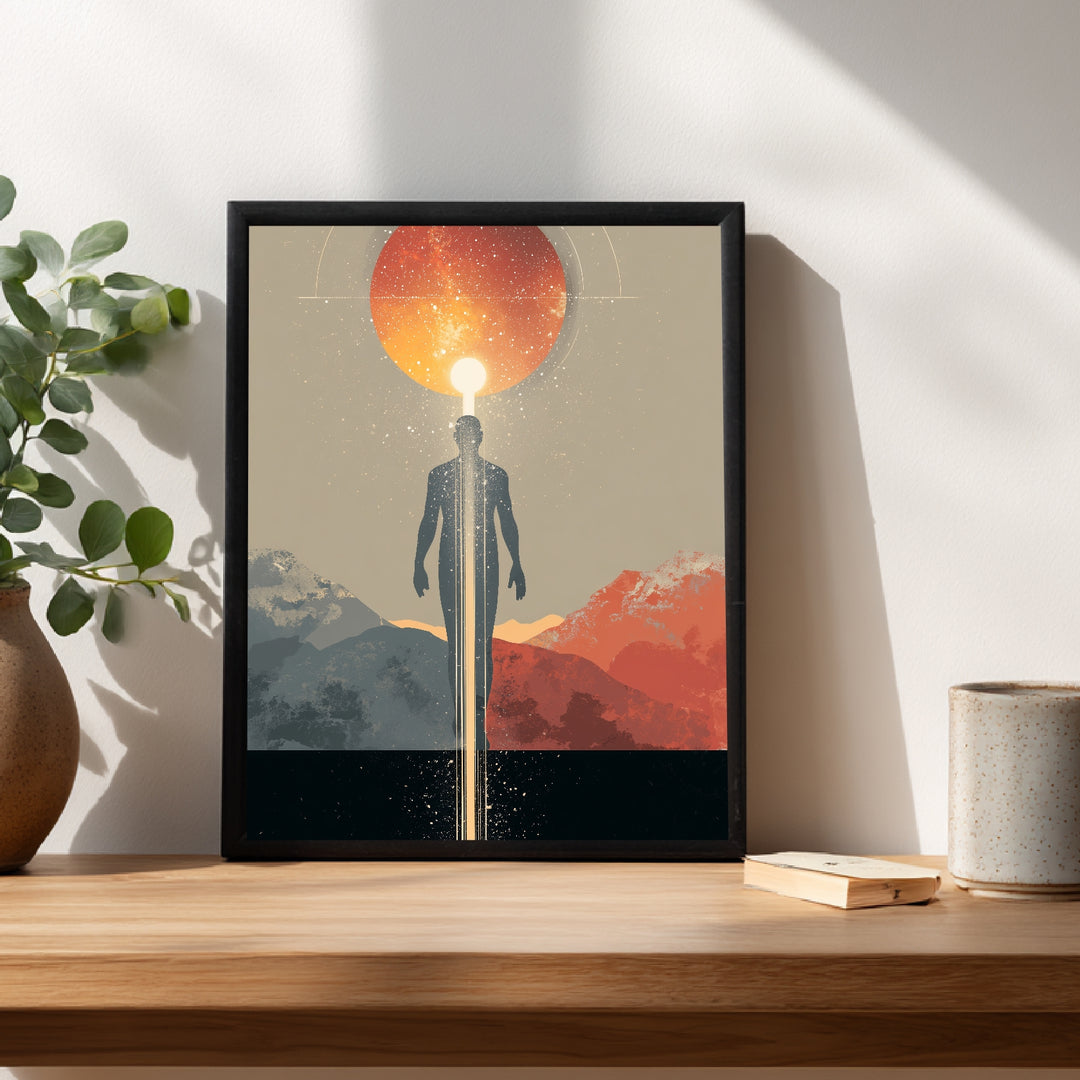 Mensch im Lichtkanal Poster abstrakt – mattes Kunstdruck-Papier – Ansicht 3