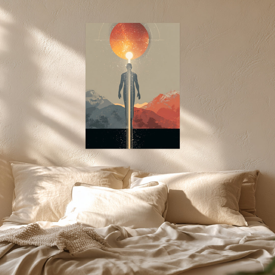 Mensch im Lichtkanal Leinwandbild abstrakt – Leinwand auf Holzrahmen – Ansicht 3