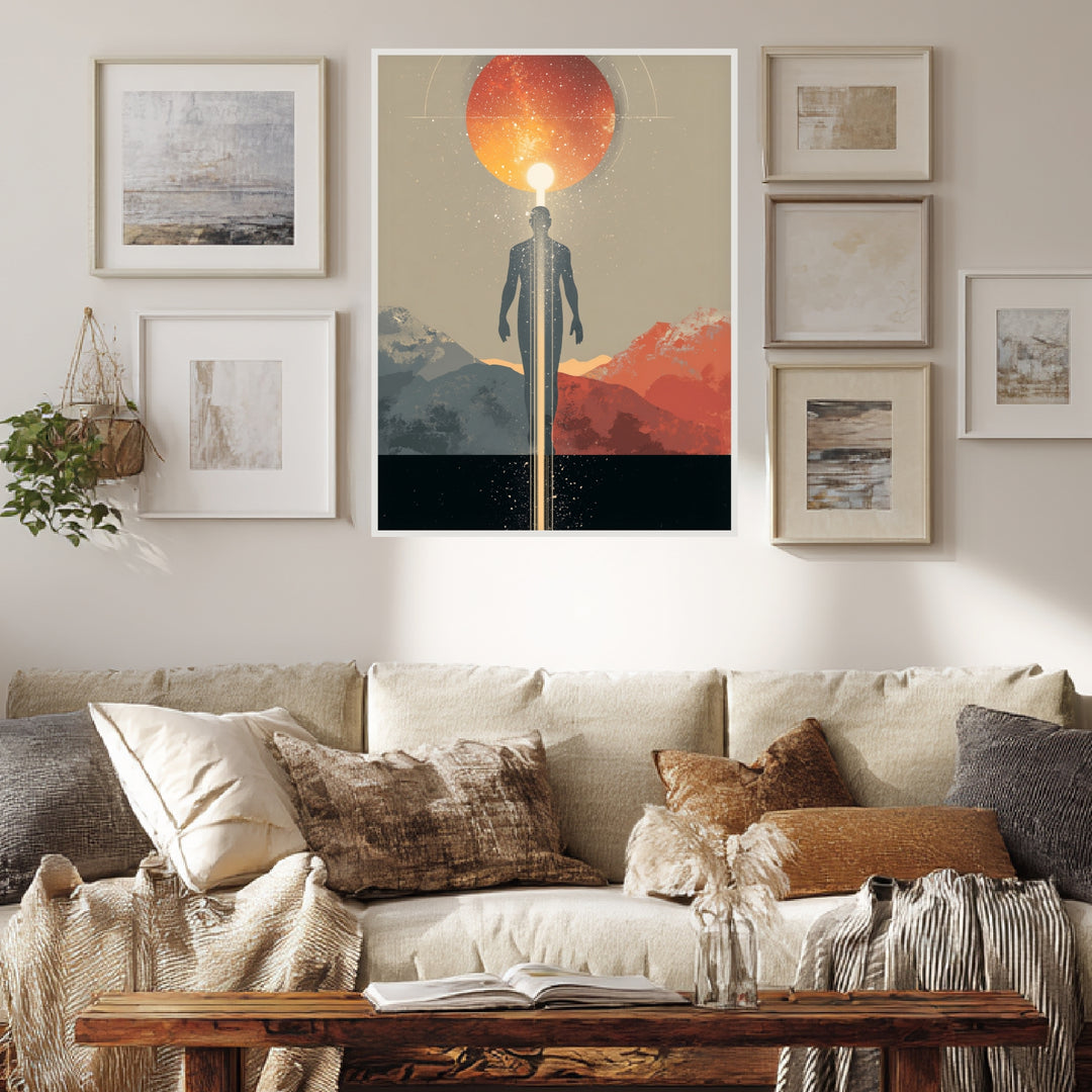 Mensch im Lichtkanal Poster abstrakt – mattes Kunstdruck-Papier – Ansicht 4