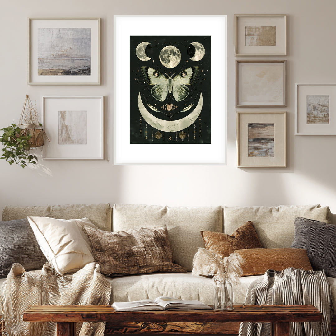 Mondphasen mit Motte Poster spirituell – mattes Kunstdruck-Papier – Ansicht 4