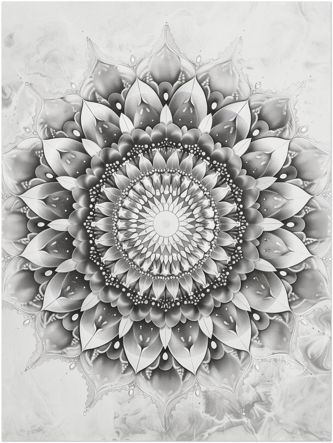 Schwarze und weiße Blüte spirituell – Wandkunst