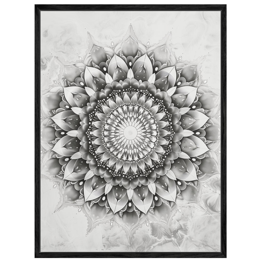 Schwarze und weiße Blüte Leinwandbild spirituell – Leinwand auf Holzrahmen – Ansicht 4