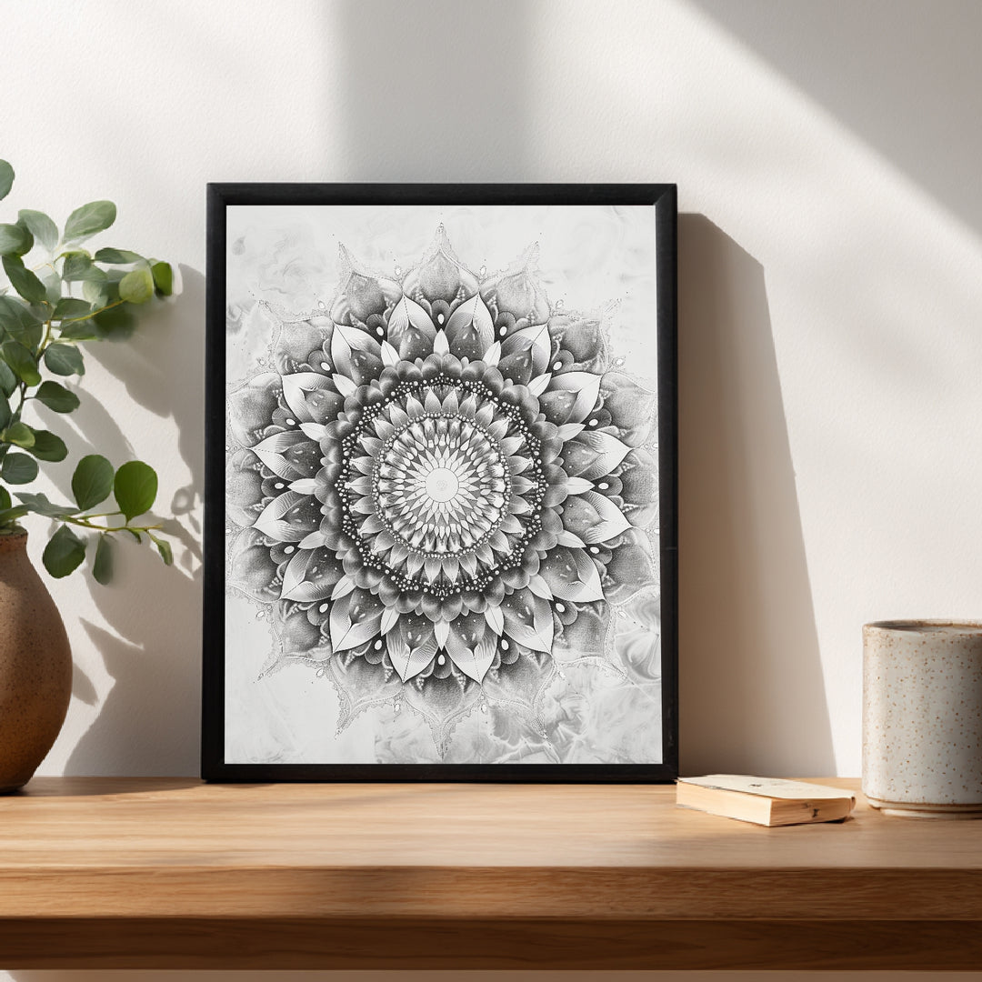 Schwarze und weiße Blüte Poster spirituell – mattes Kunstdruck-Papier – Ansicht 6