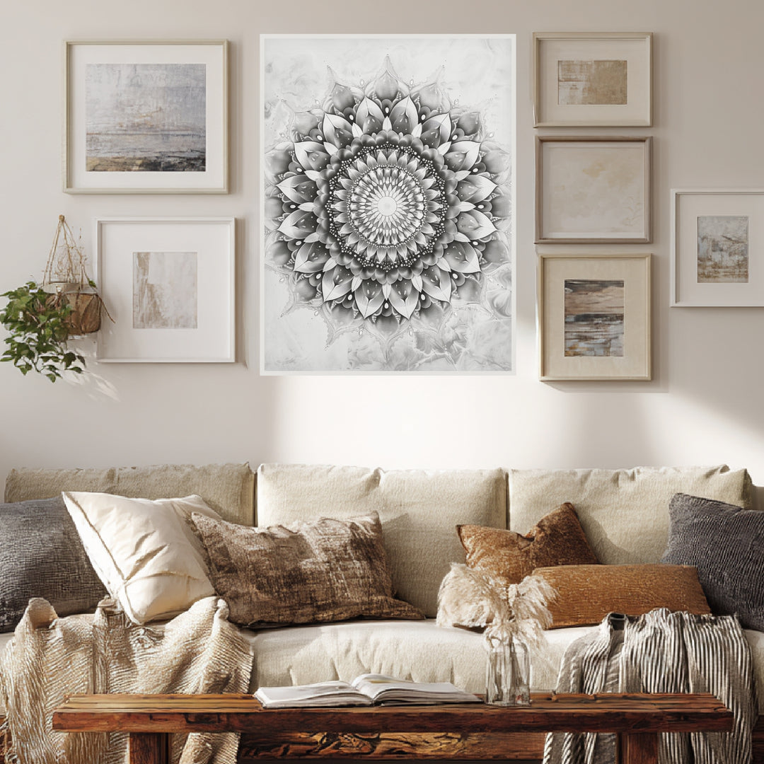 Schwarze und weiße Blüte Poster spirituell – mattes Kunstdruck-Papier – Ansicht 3
