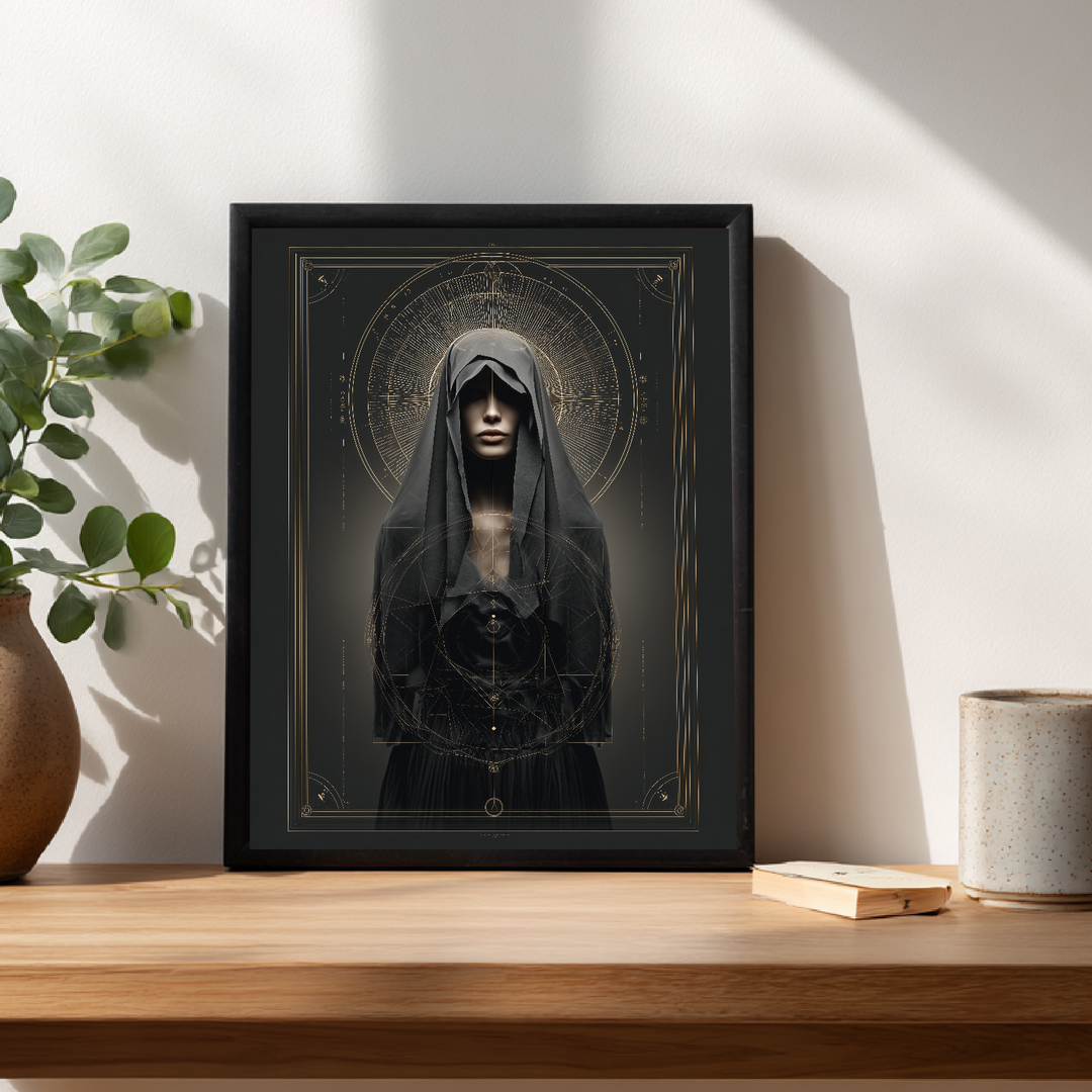 Verschleierte Frau Geometrie Poster abstrakt – mattes Kunstdruck-Papier – Ansicht 3