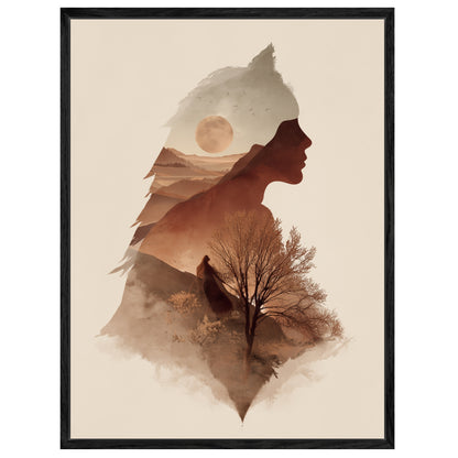 Weibliches Profil Landschaft Leinwandbild