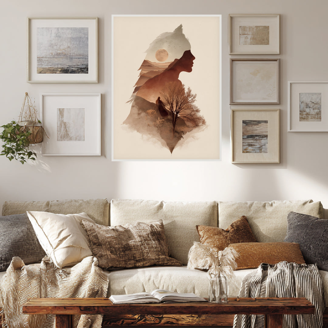 Weibliches Profil Landschaft Poster abstrakt – mattes Kunstdruck-Papier – Ansicht 6
