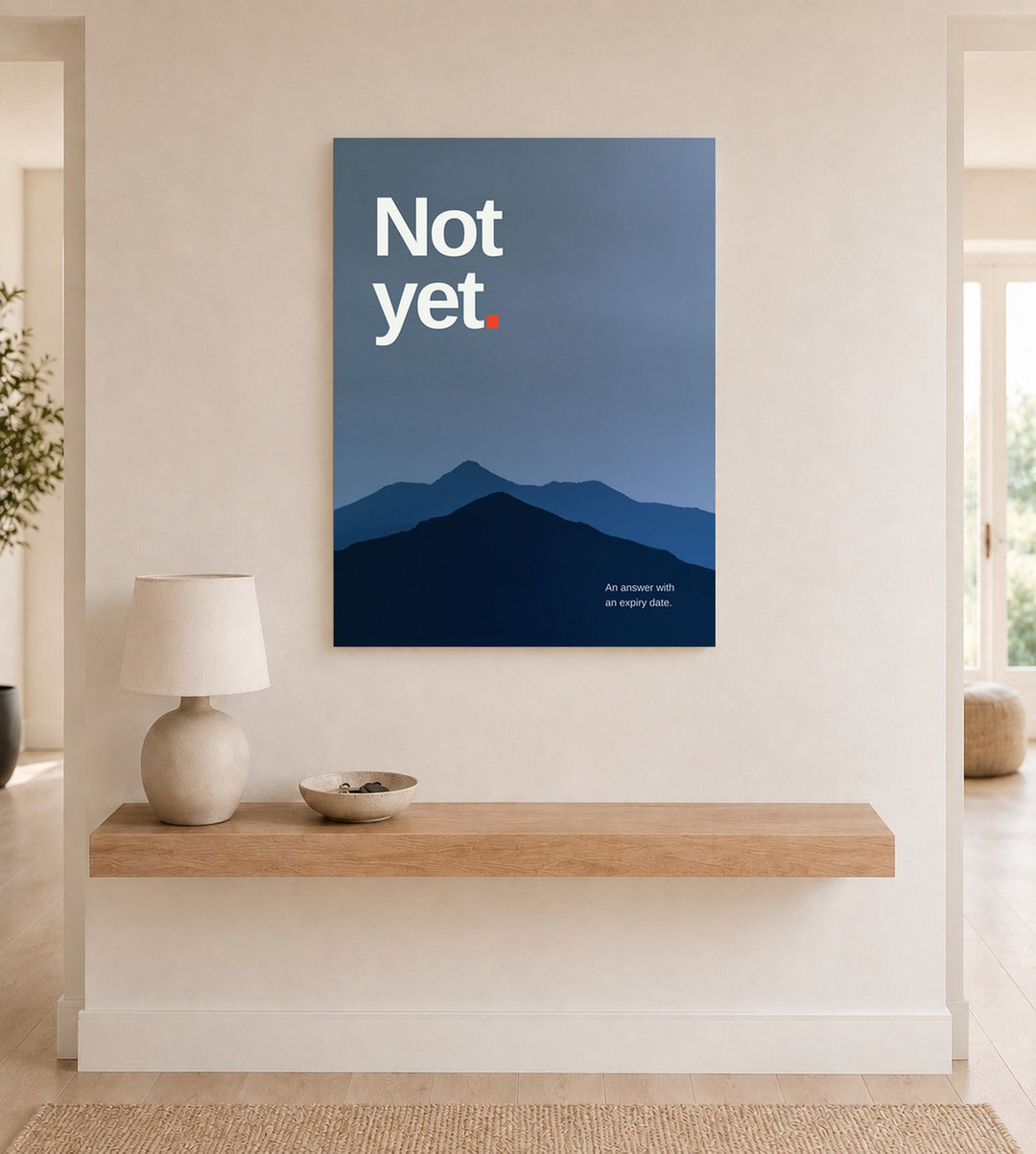 Not Yet – Bergsilhouette Leinwand – Ohne Rahmen – Produktfoto