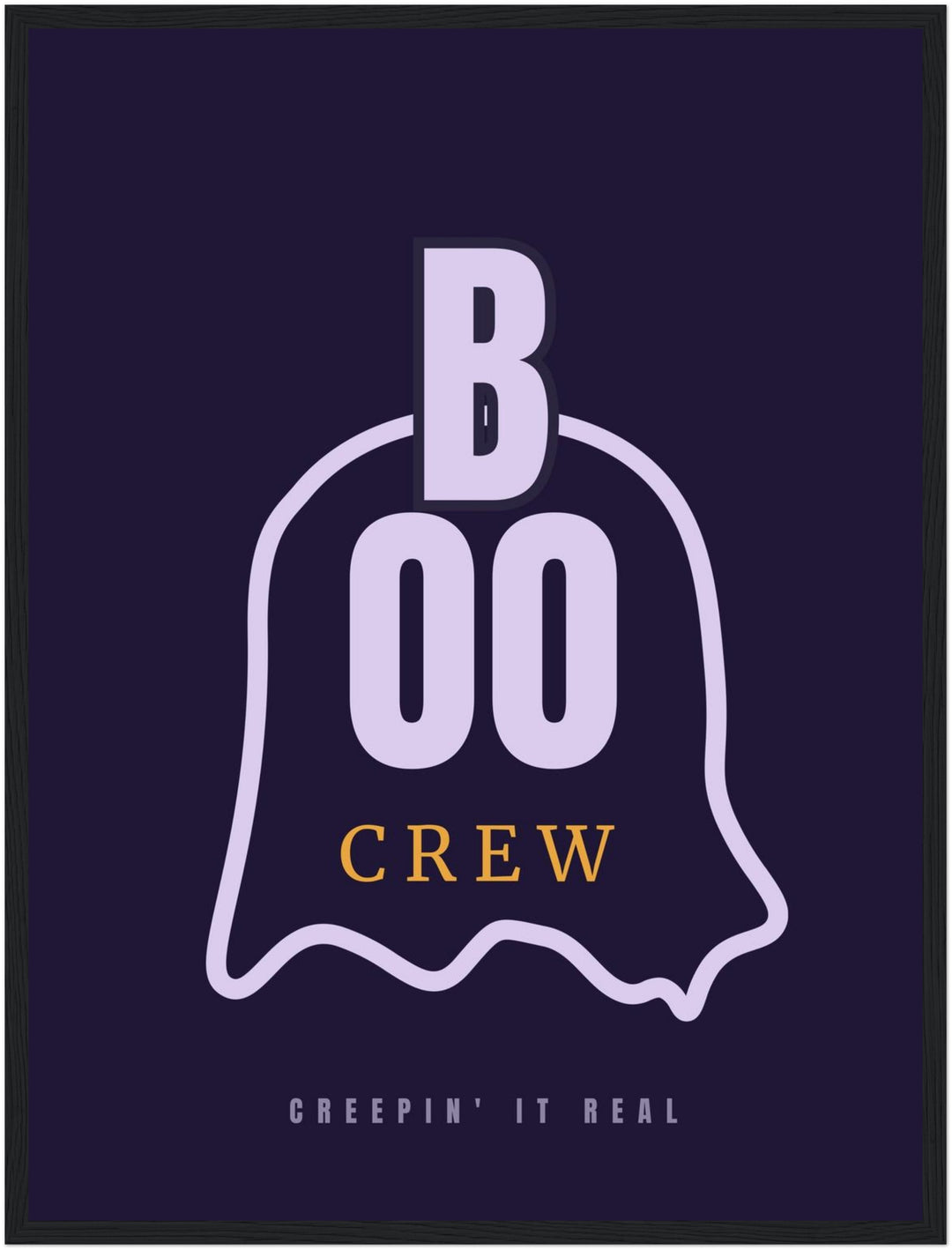 Boo Crew Ghost Spruch Poster – Schwarzer Rahmen – Produktfoto