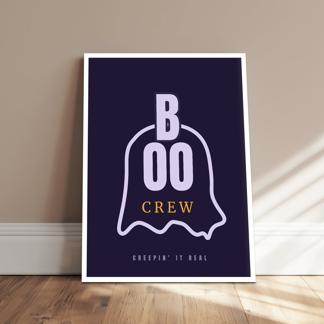 Boo Crew Ghost Spruch Poster – Weißer Rahmen – Produktfoto