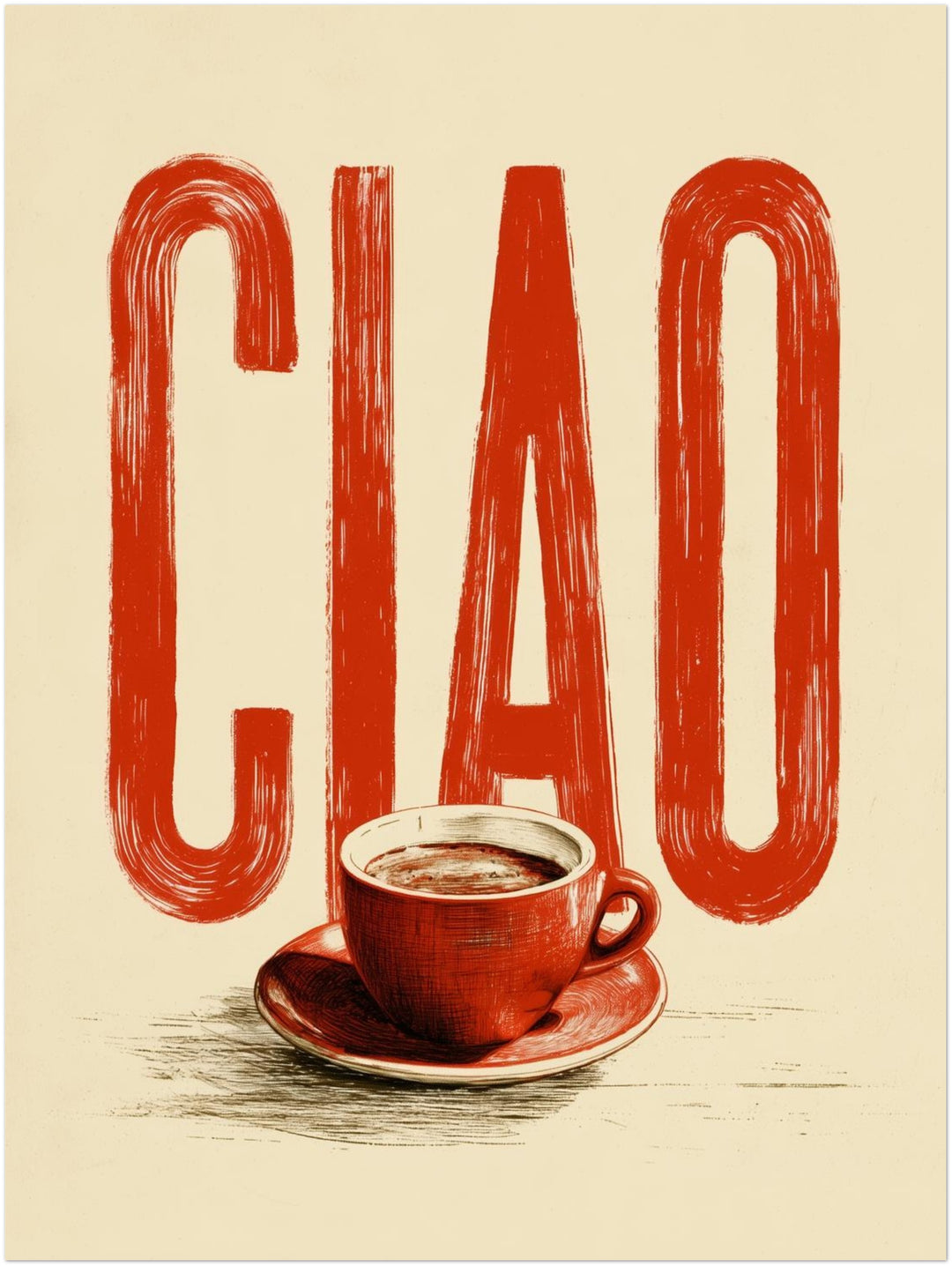Ciao Espresso rot Poster – Ohne Rahmen – Produktfoto