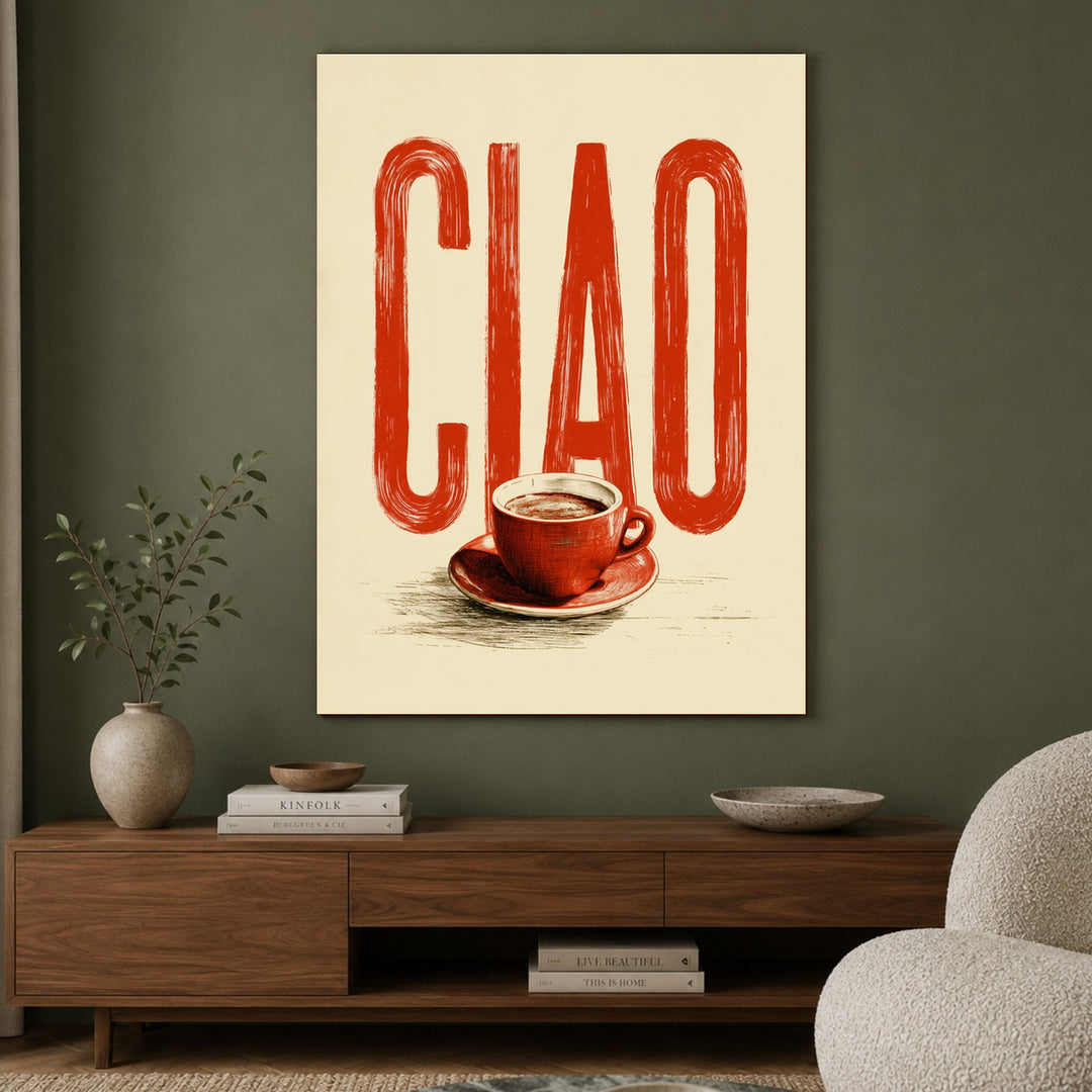 Ciao Espresso rot Leinwandbild – Ohne Rahmen – Produktfoto