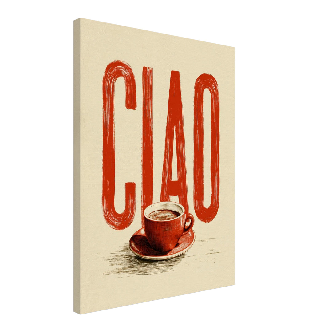 Ciao Espresso rot Leinwandbild – Schräge Ansicht – Produktfoto