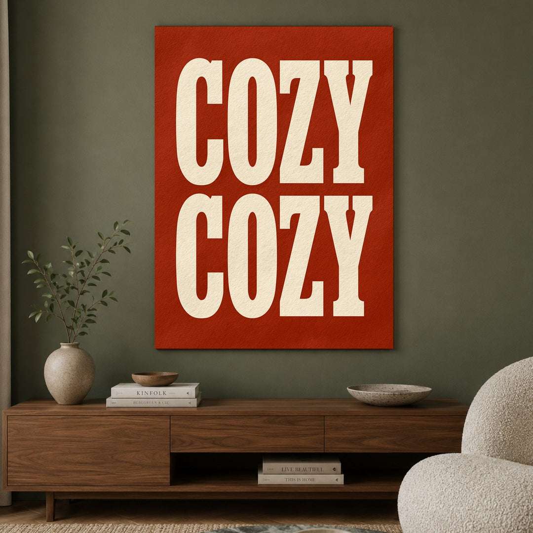 Cozy Schriftzug rot Poster – Ohne Rahmen – Produktfoto