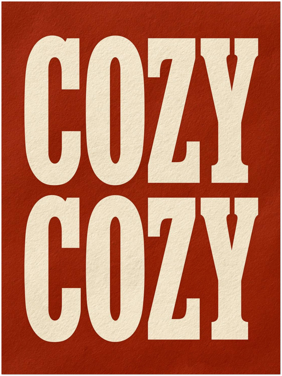 Cozy Schriftzug rot Leinwandbild – Ohne Rahmen – Produktfoto