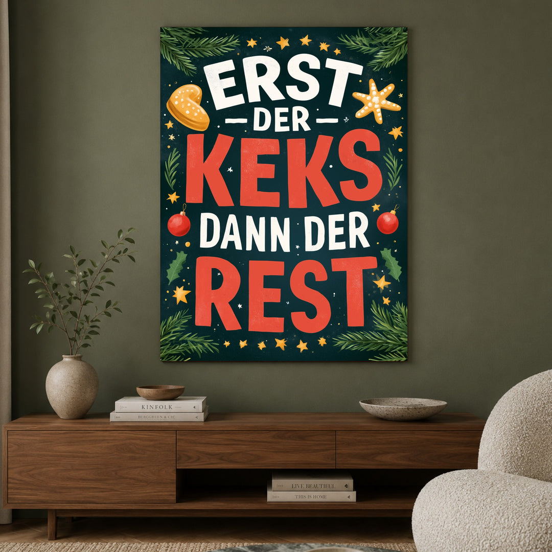 Erst der Keks Leinwandbild – Ohne Rahmen – Produktfoto