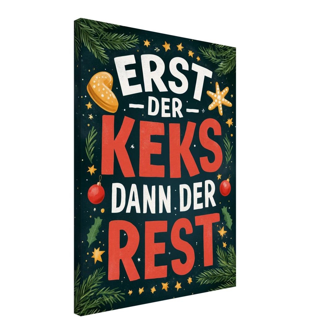 Erst der Keks Leinwandbild – Schräge Ansicht – Produktfoto
