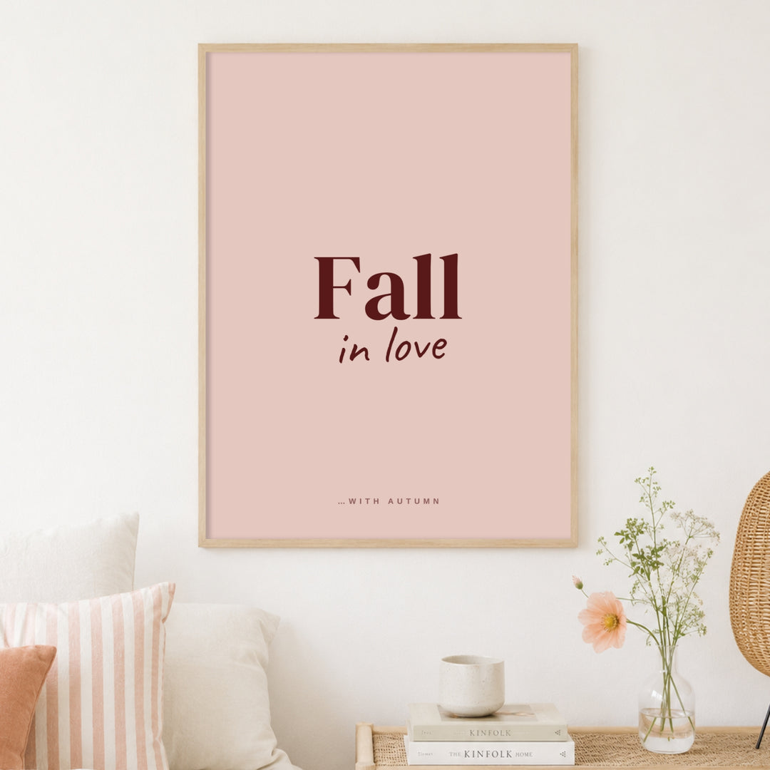 Fall in Love Herbst Poster – Holz natur Rahmen – Produktfoto