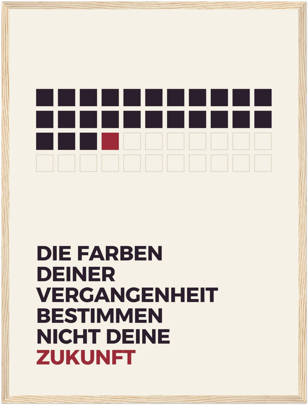Vergangenheit bestimmt nicht Zukunft Poster – Holz natur Rahmen – Produktfoto