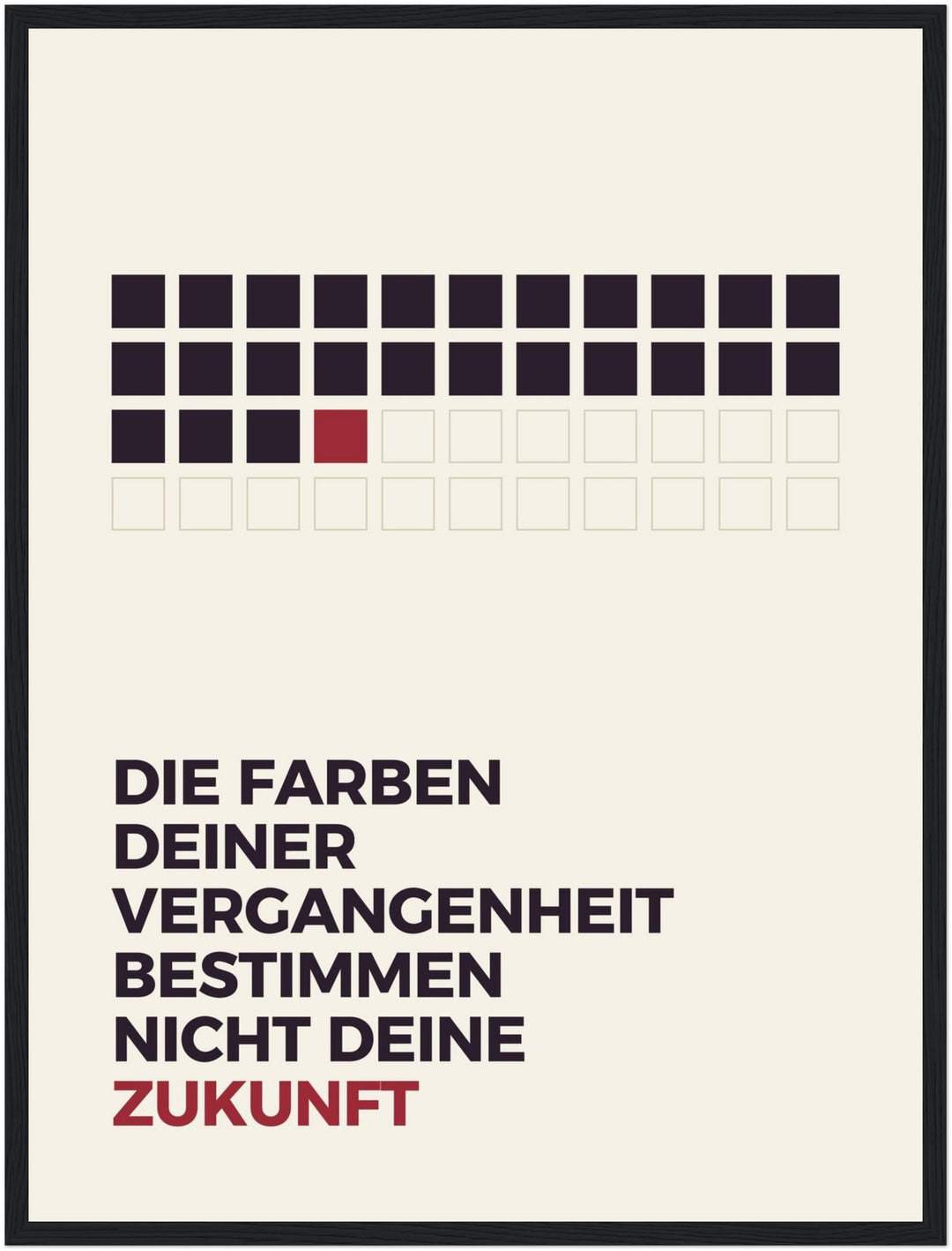 Vergangenheit bestimmt nicht Zukunft Poster – Schwarzer Rahmen – Produktfoto