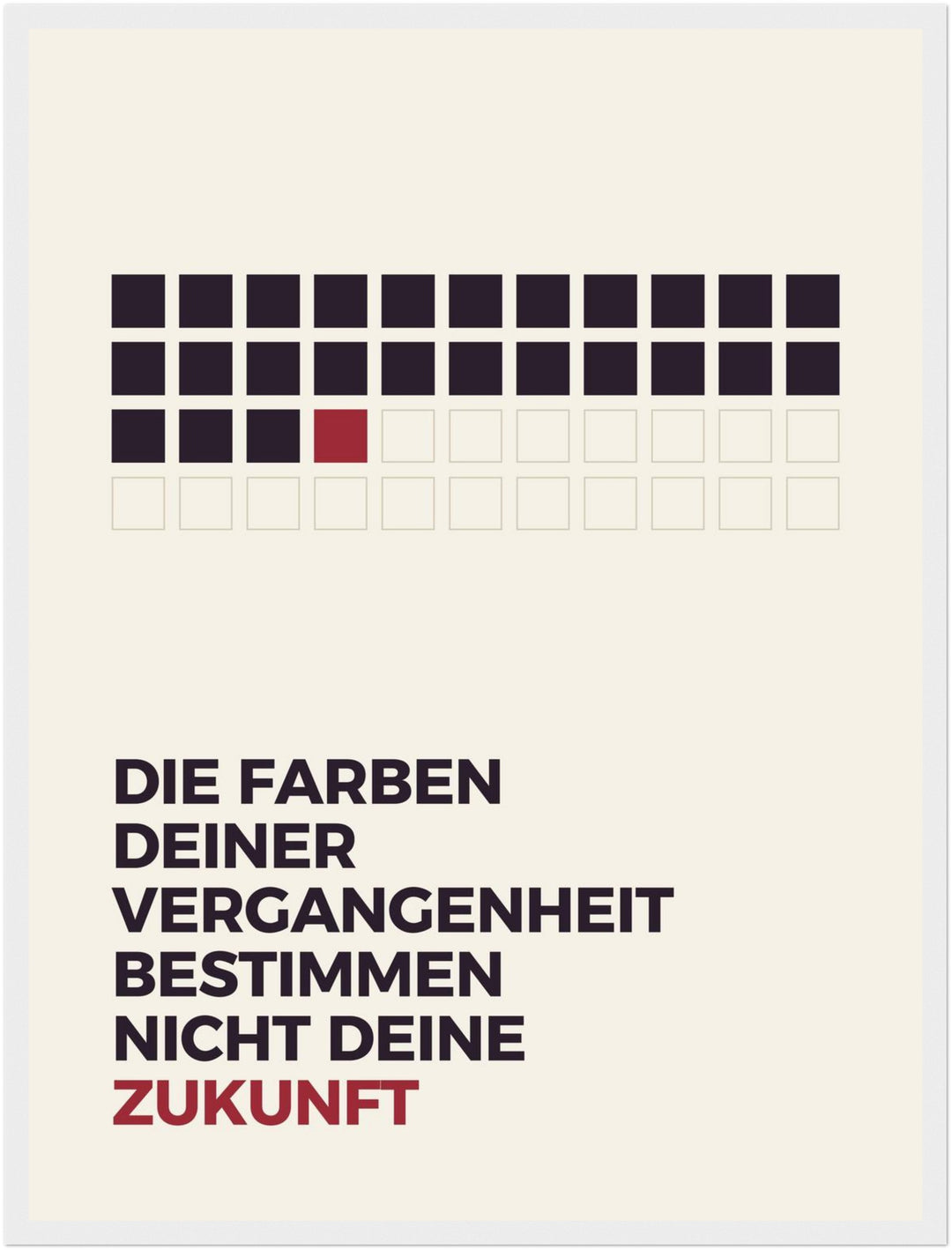 Vergangenheit bestimmt nicht Zukunft Poster – Weißer Rahmen – Produktfoto