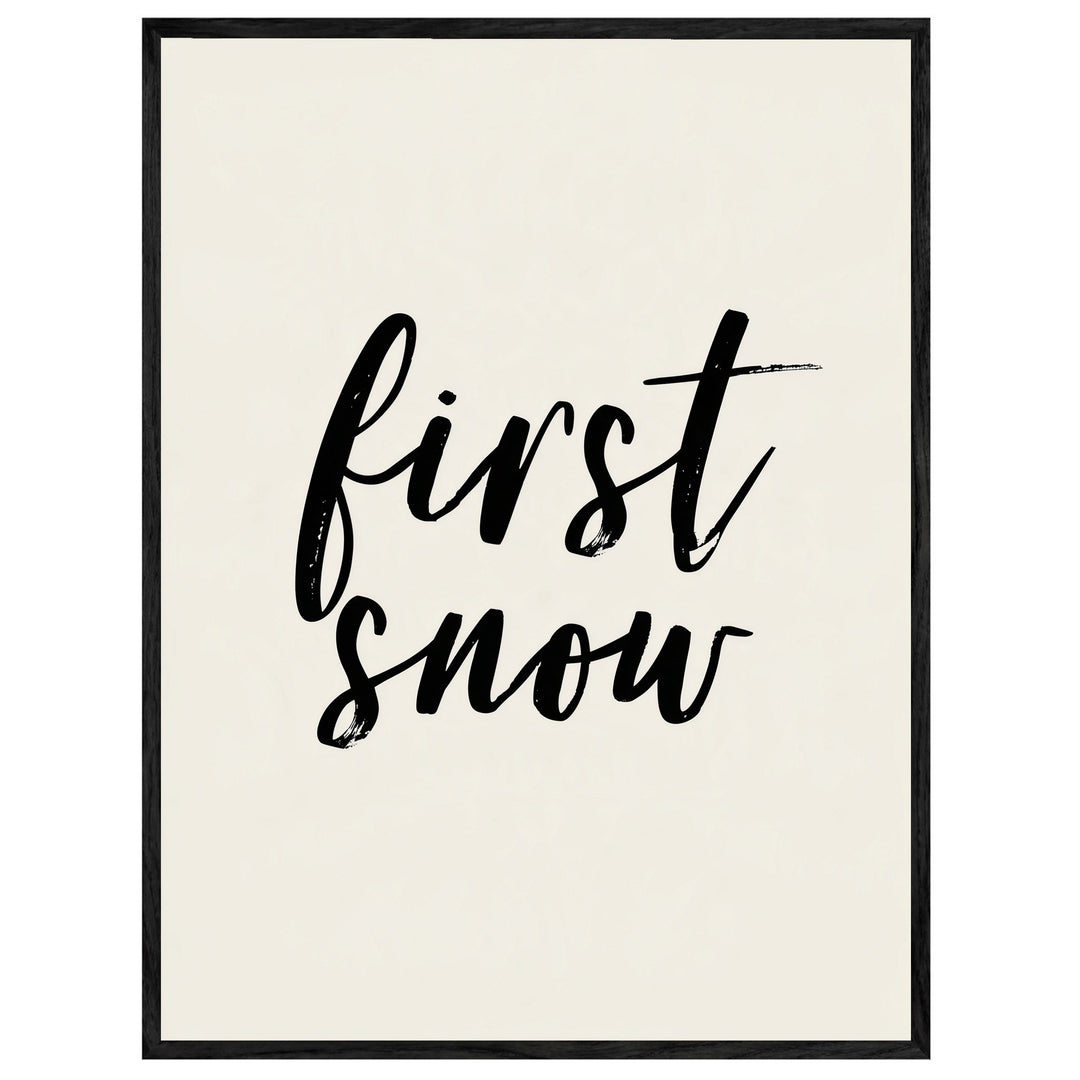 Erster Schnee Schriftzug Leinwandbild – Leinwandbild