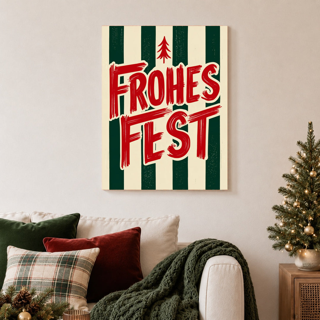 Frohes Fest Weihnachtsgruss Leinwandbild – Ohne Rahmen – Produktfoto
