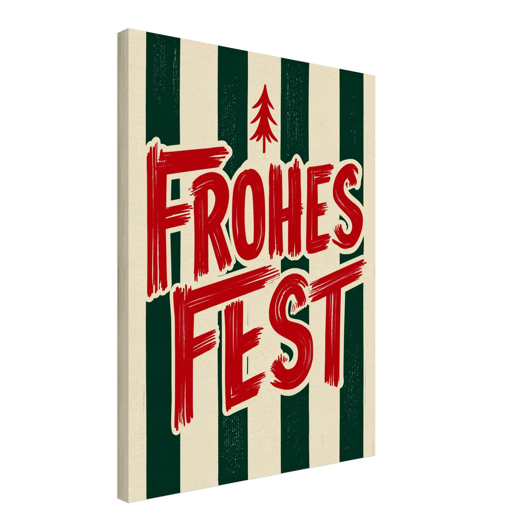 Frohes Fest Weihnachtsgruss Leinwandbild – Schräge Ansicht – Produktfoto