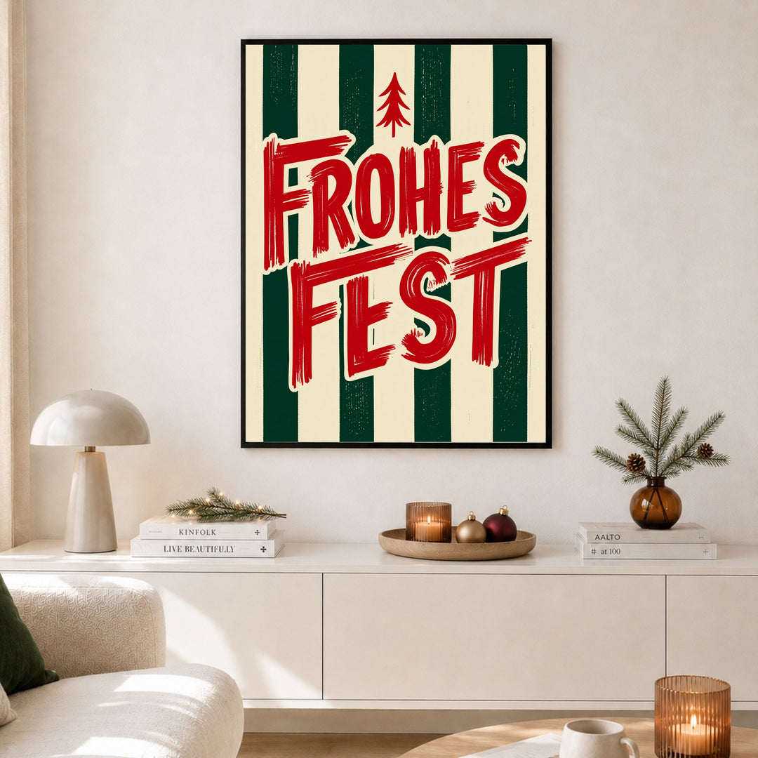 Frohes Fest Weihnachtsgruss Poster – Schwarzer Rahmen – Produktfoto