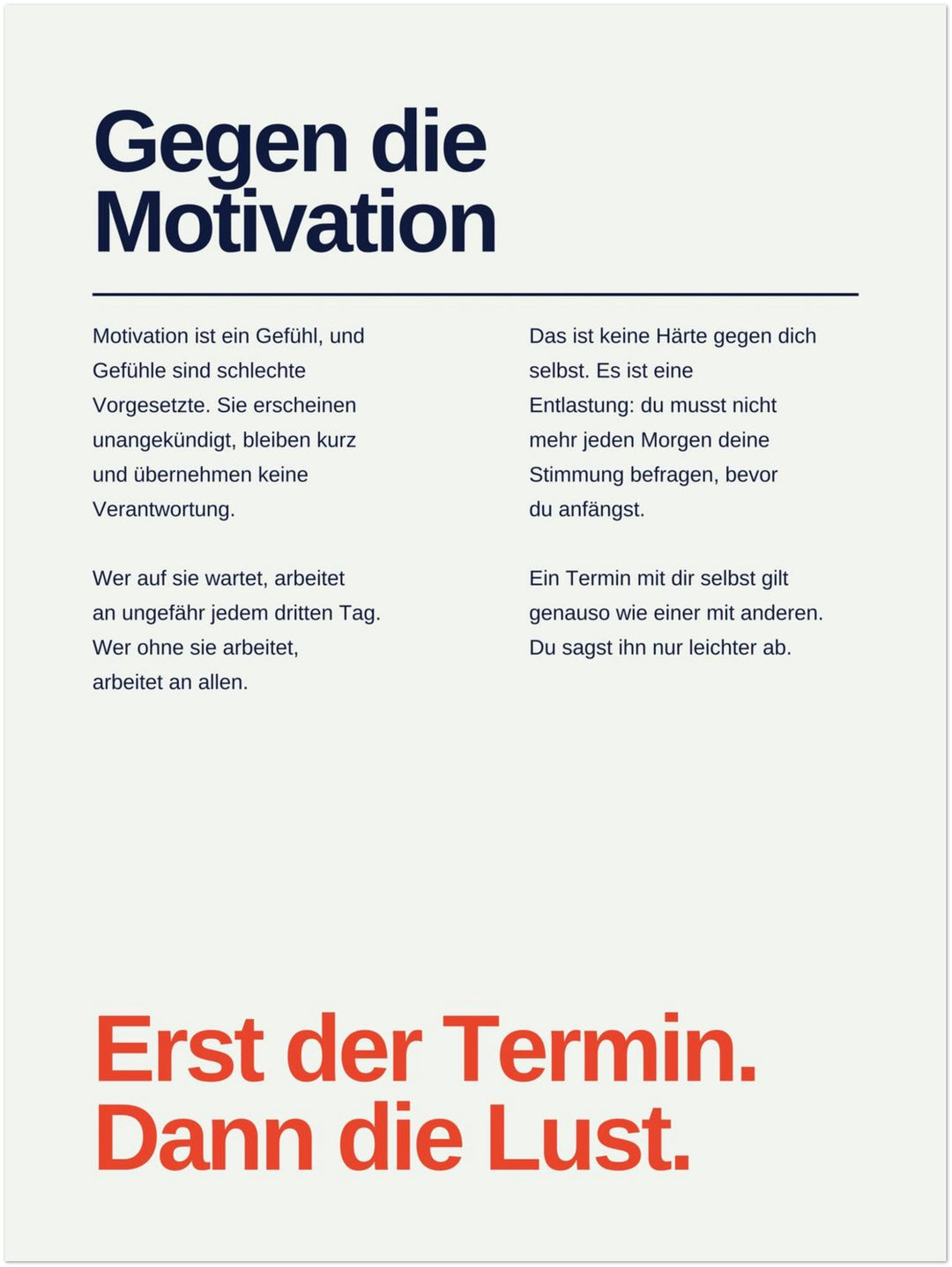 Erst der Termin Poster – Ohne Rahmen – Produktfoto