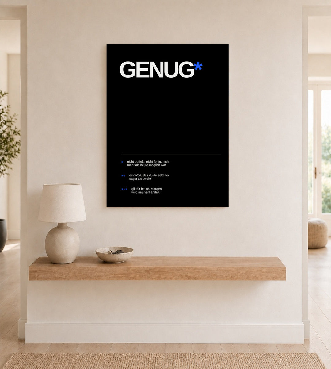 Genug – Heute reicht es Leinwand – Ohne Rahmen – Produktfoto