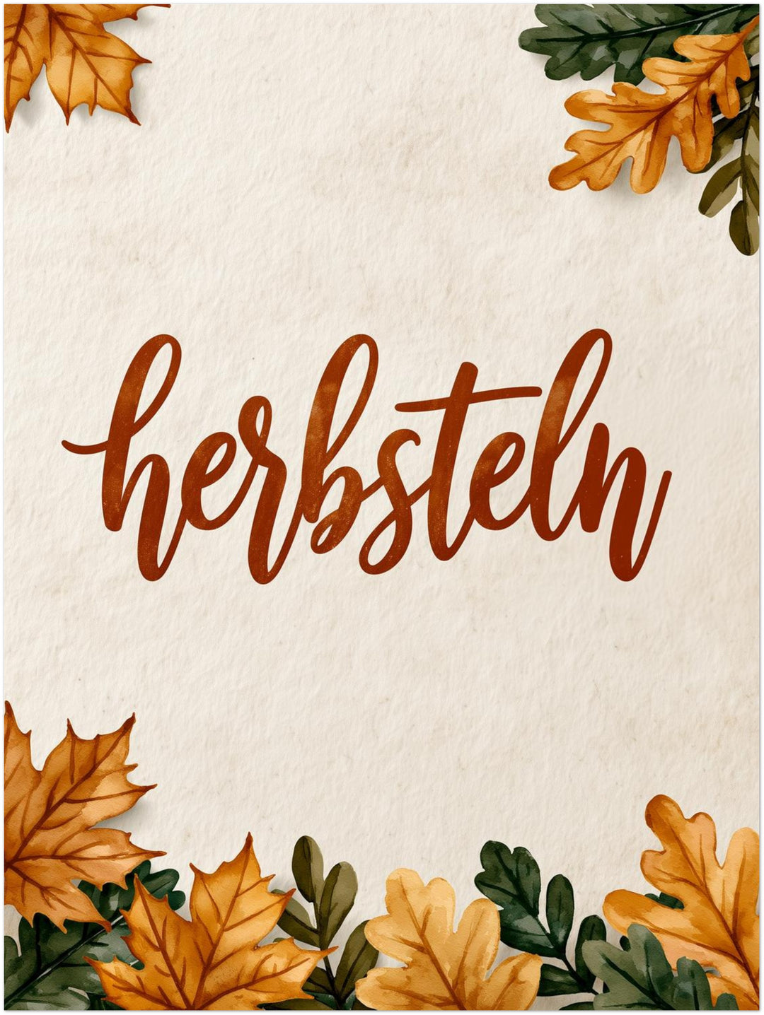 Herbsteln Schriftzug Blätter Poster – Ohne Rahmen – Produktfoto