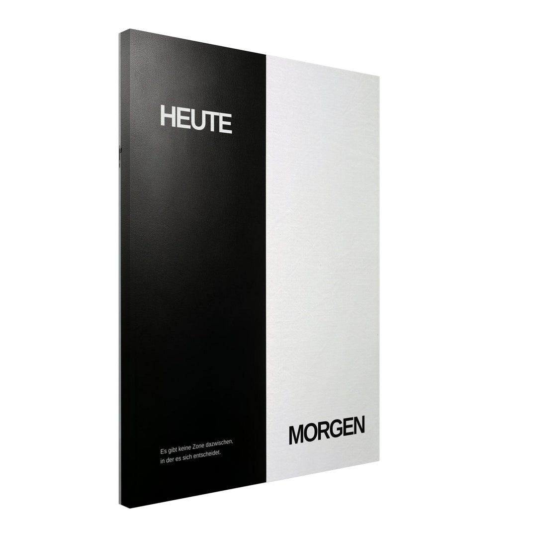Heute und Morgen Leinwandbild – Schräge Ansicht – Produktfoto