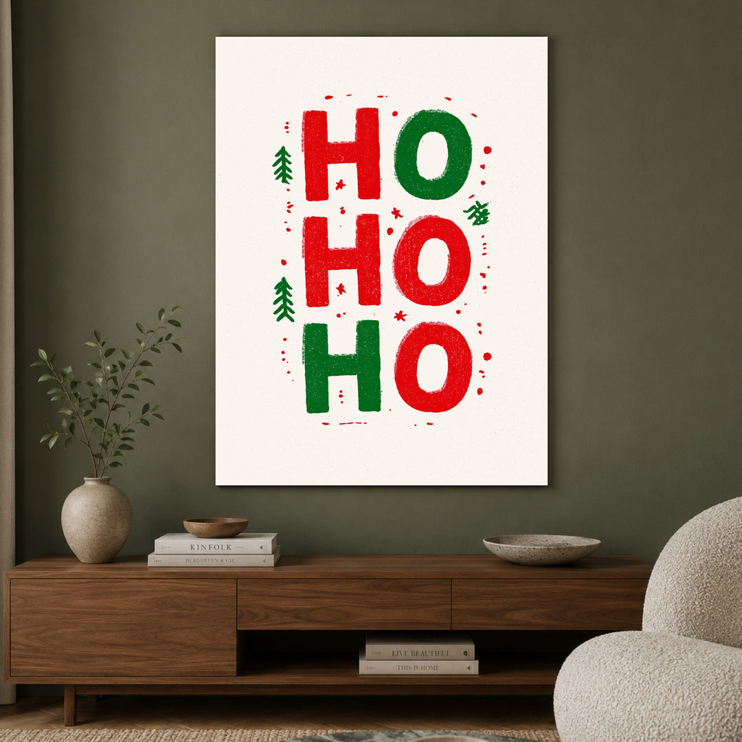 Ho Ho Ho Weihnachtsgruß Leinwandbild – Ohne Rahmen – Produktfoto