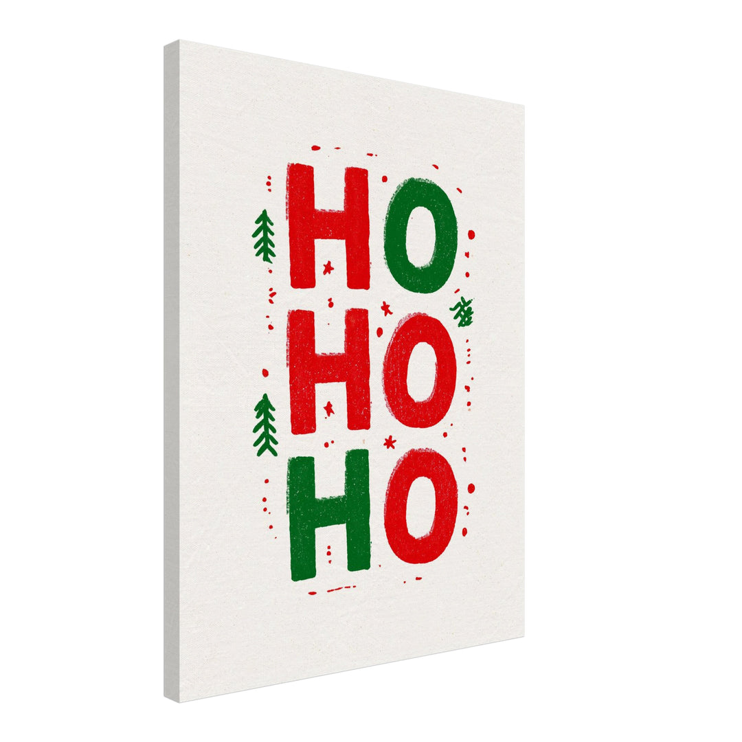 Ho Ho Ho Weihnachtsgruß Leinwandbild – Schräge Ansicht – Produktfoto
