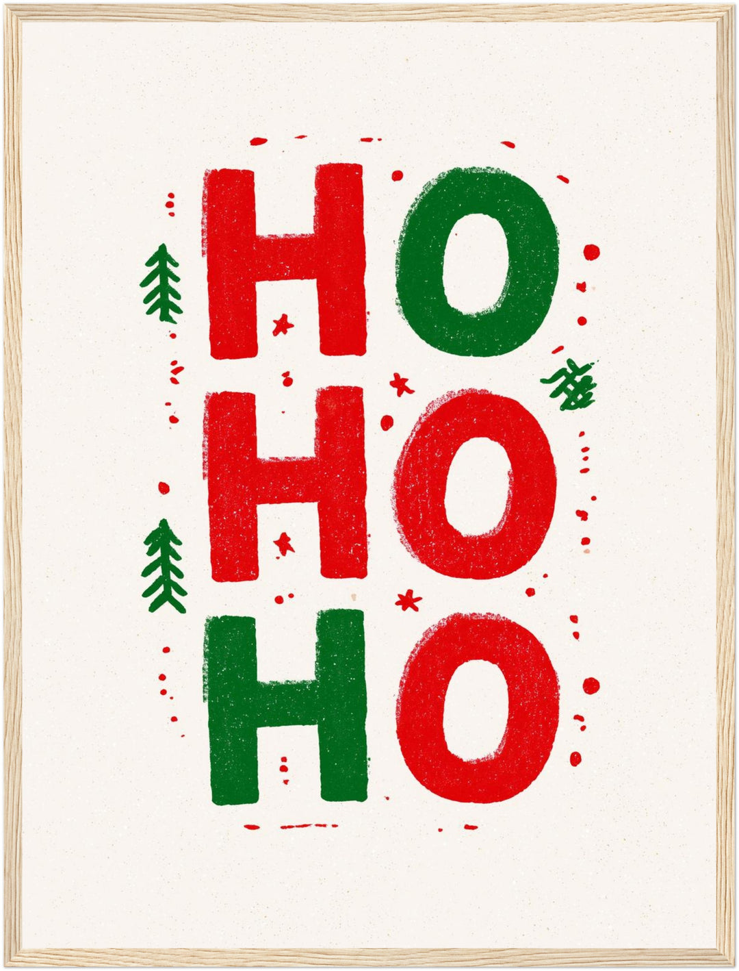 Ho Ho Ho Weihnachtsgruß Poster – Holz natur Rahmen – Produktfoto